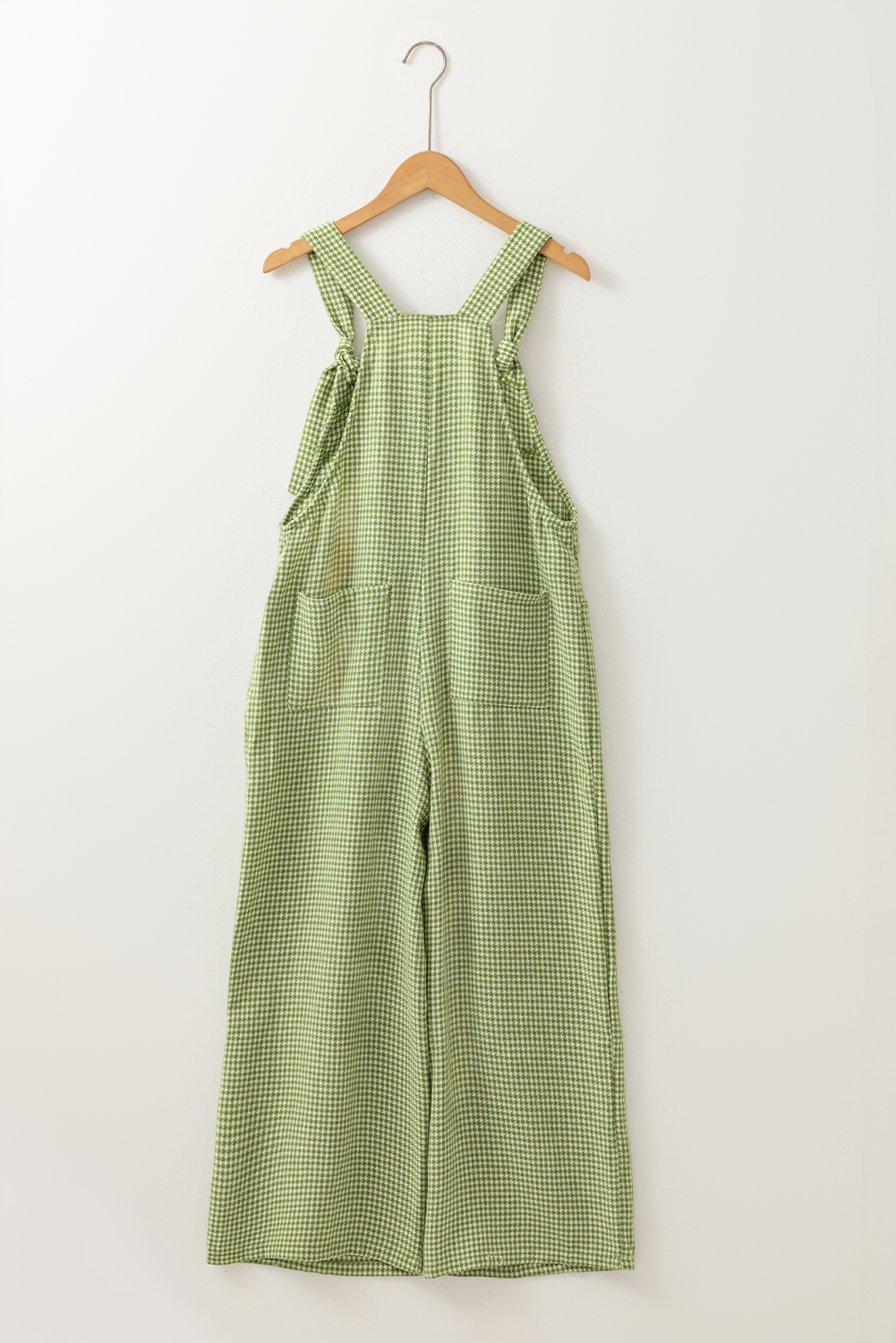 Green Gingham Wide Leg Loose Overall with Pockets - Image 3