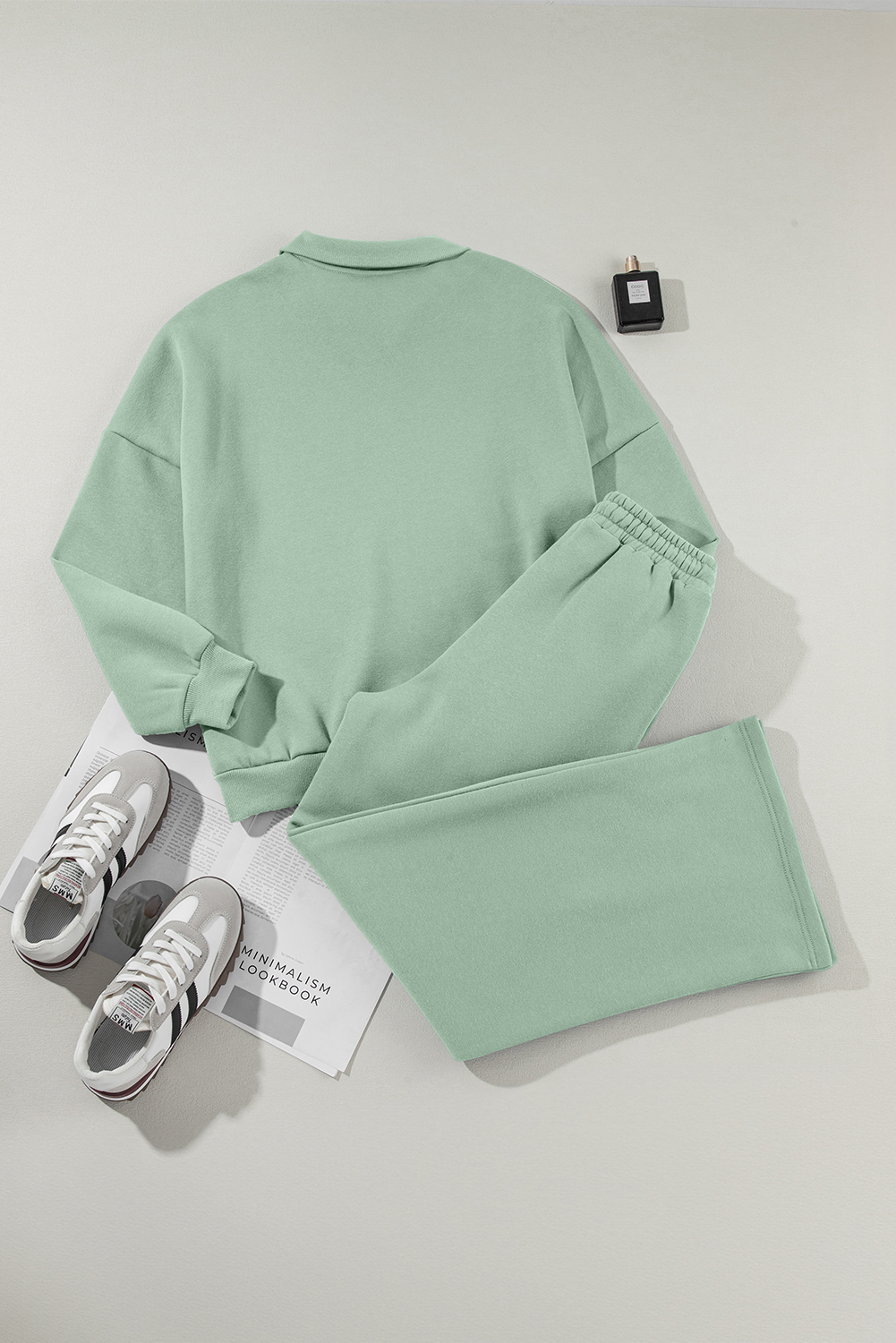 Clearly Aqua Drop Shoulder Zip Up Jacket Drawstring Pants Active 2pcs Set - Image 8