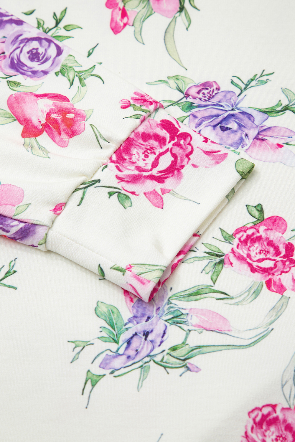 Apricot Floral Print Pullover Drawstring Lounge Pants Set - Image 7