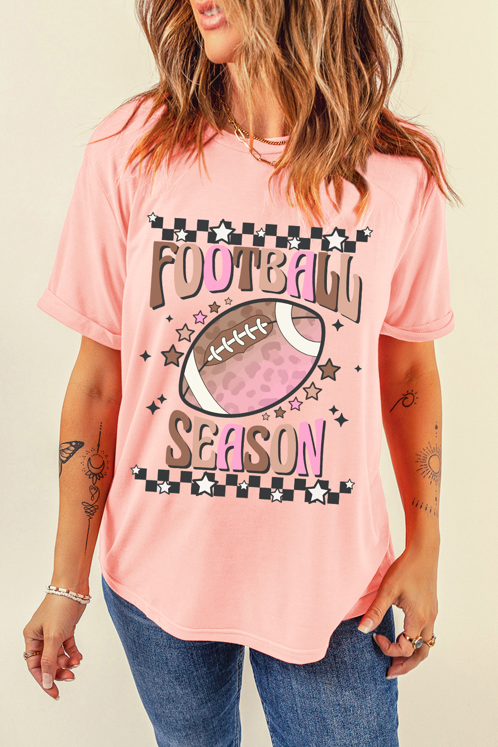 Pink FOOTBALL SEASON Graphic Game Day T Shirt - Image 7