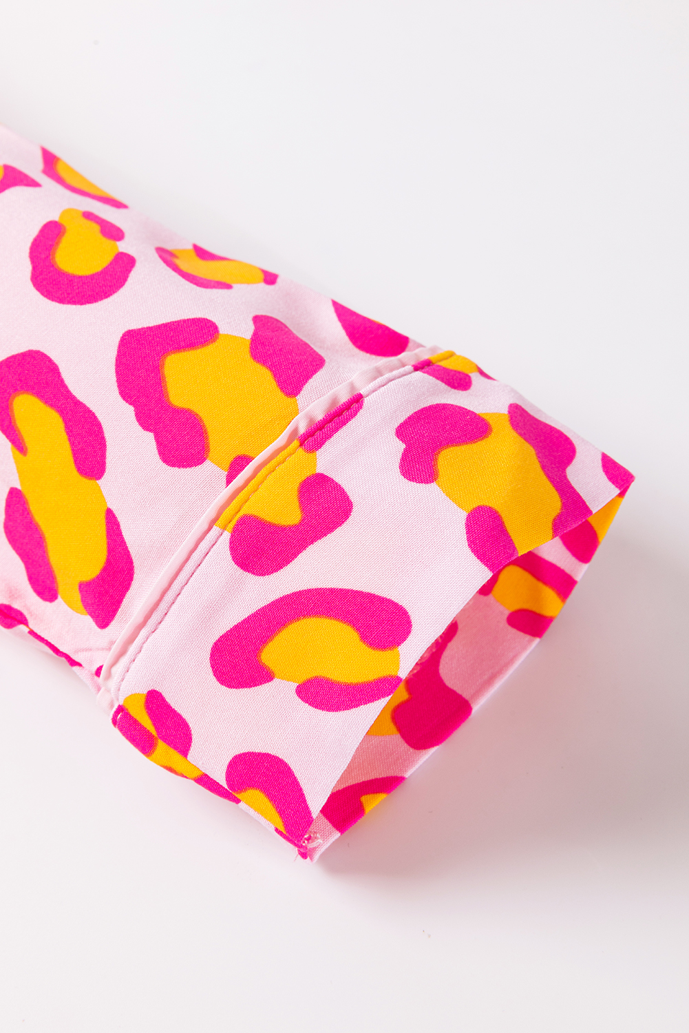 Pink Leopard Print Long Sleeve Shirt and Shorts Pajama Set - Image 8