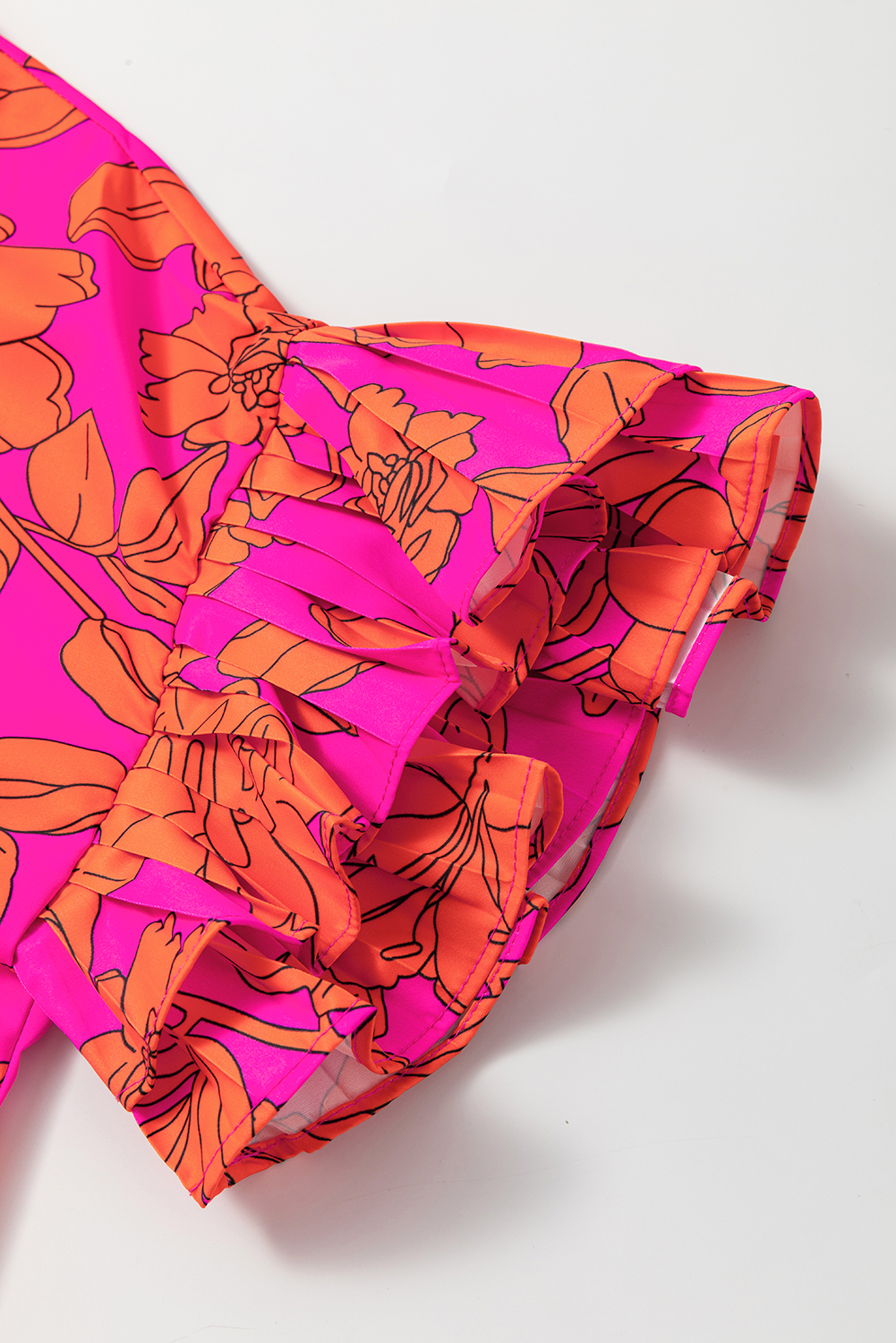 Pink Voluminous Ruffled Sleeve Floral Dress - Image 8