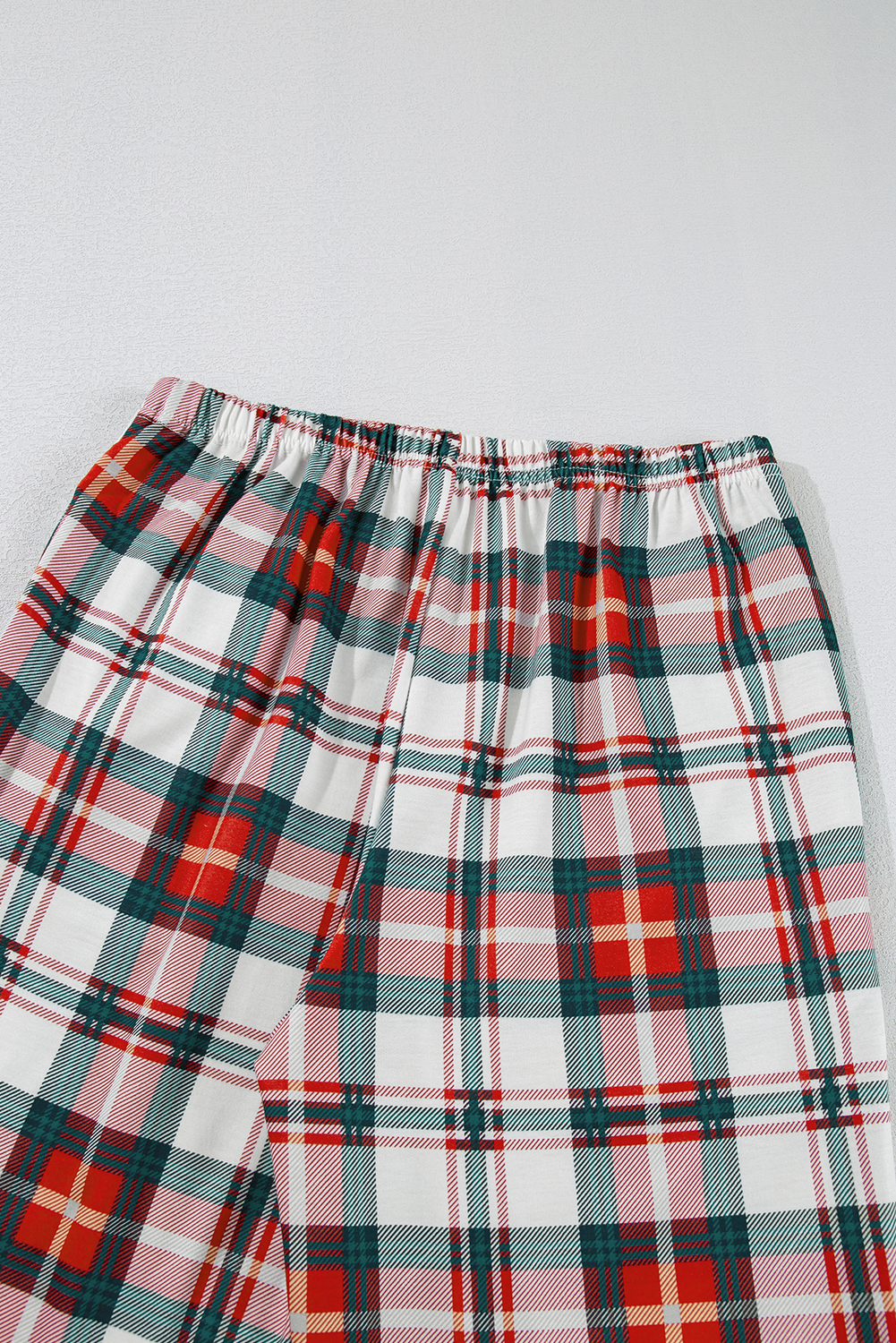 Red Christmas Plaid Print Two Piece Long Sleeve Pajamas Set - Image 8