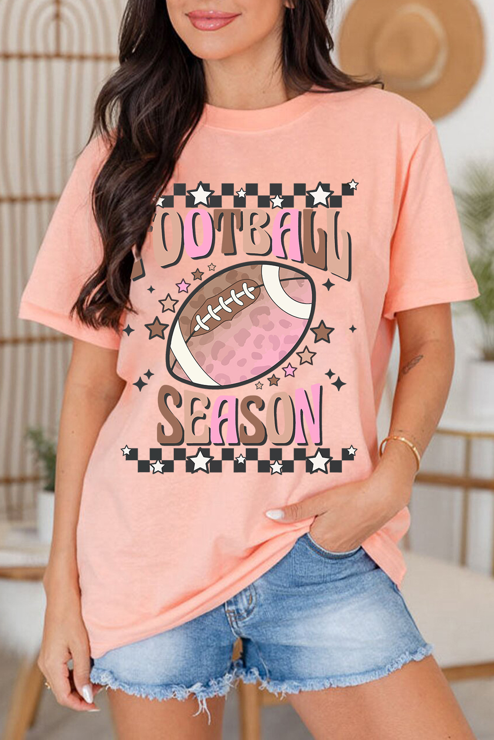 Pink FOOTBALL SEASON Graphic Game Day T Shirt - Image 4