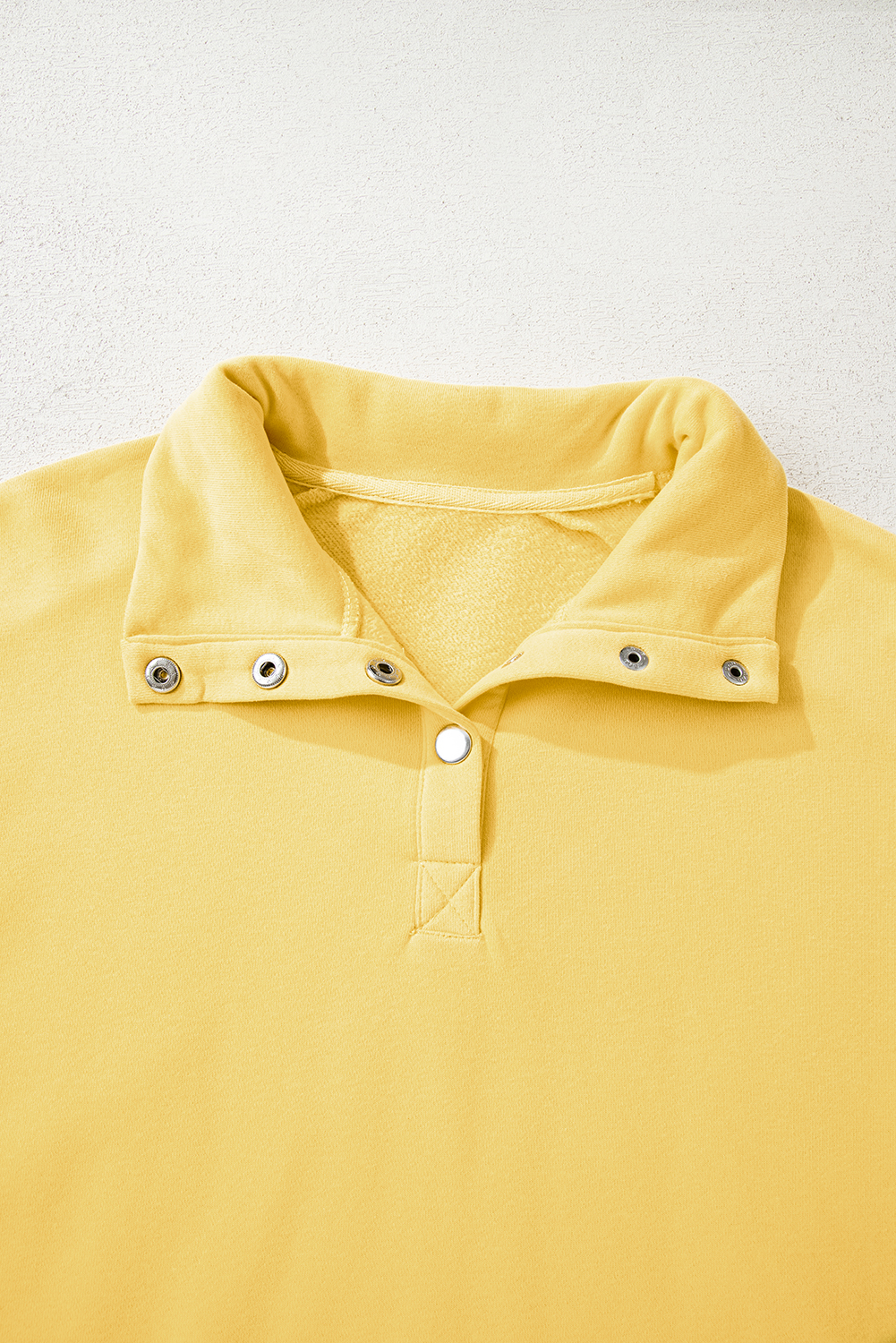 Yellow Cream Embroidered Flower Patchwork Snap Buttons Pullover Sweatshirt - Image 8