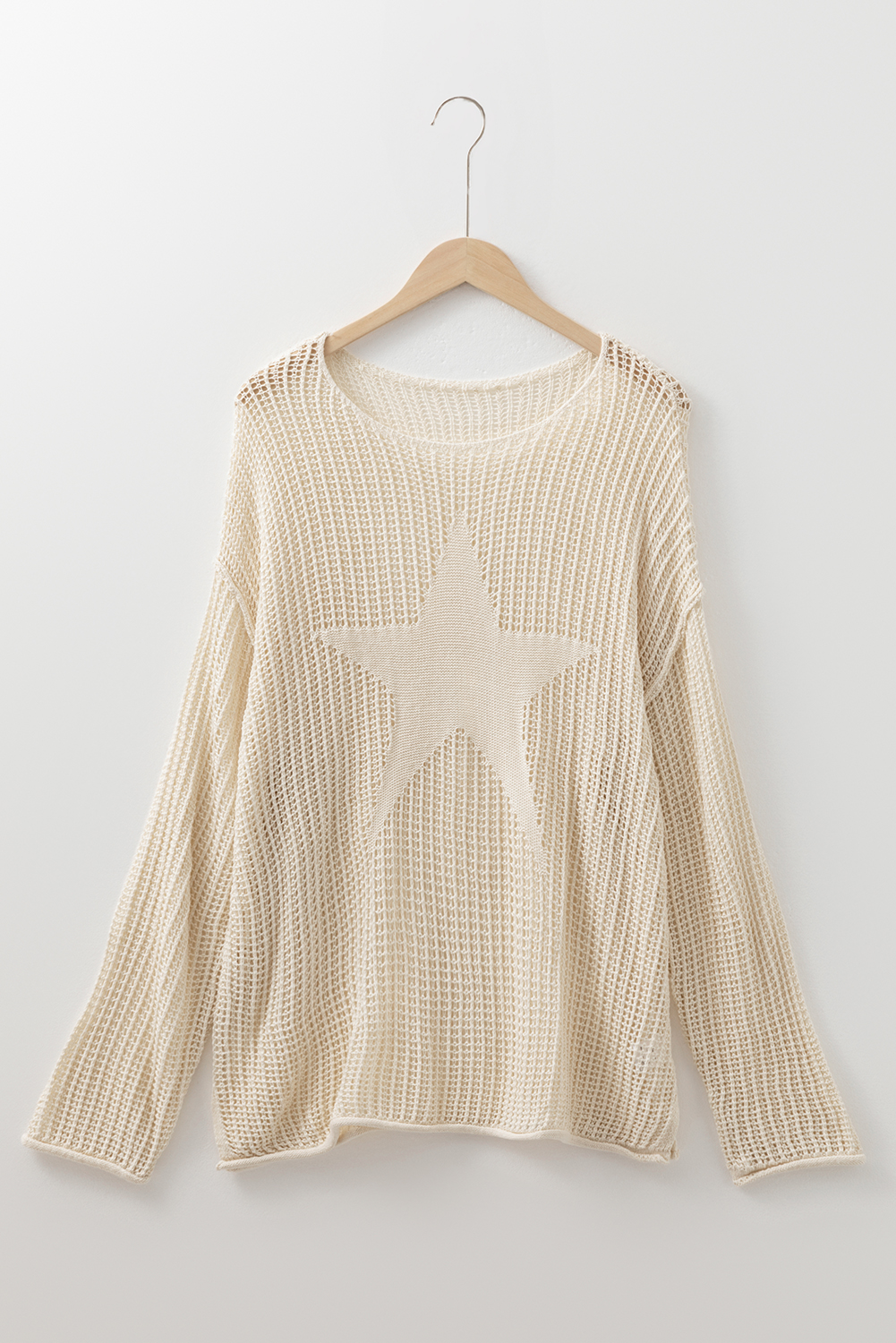 Parchment Hollow Out Knit Star Pattern Accent Plus Size Jumper - Image 8