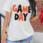 White GAME DAY Funny Letter Printed Casual Tee