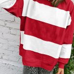 Fiery Red Colorblock Drop Shoulder Baggy Sweatshirt