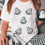 White Playful Ghost Patched Cotton Blend T Shirt