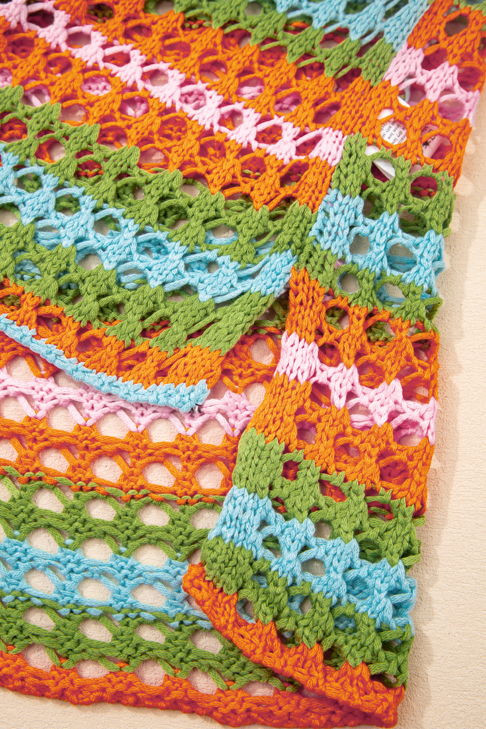 Carrot Multi Stripe Open Knit Sweater Beach Cover Up - Image 7