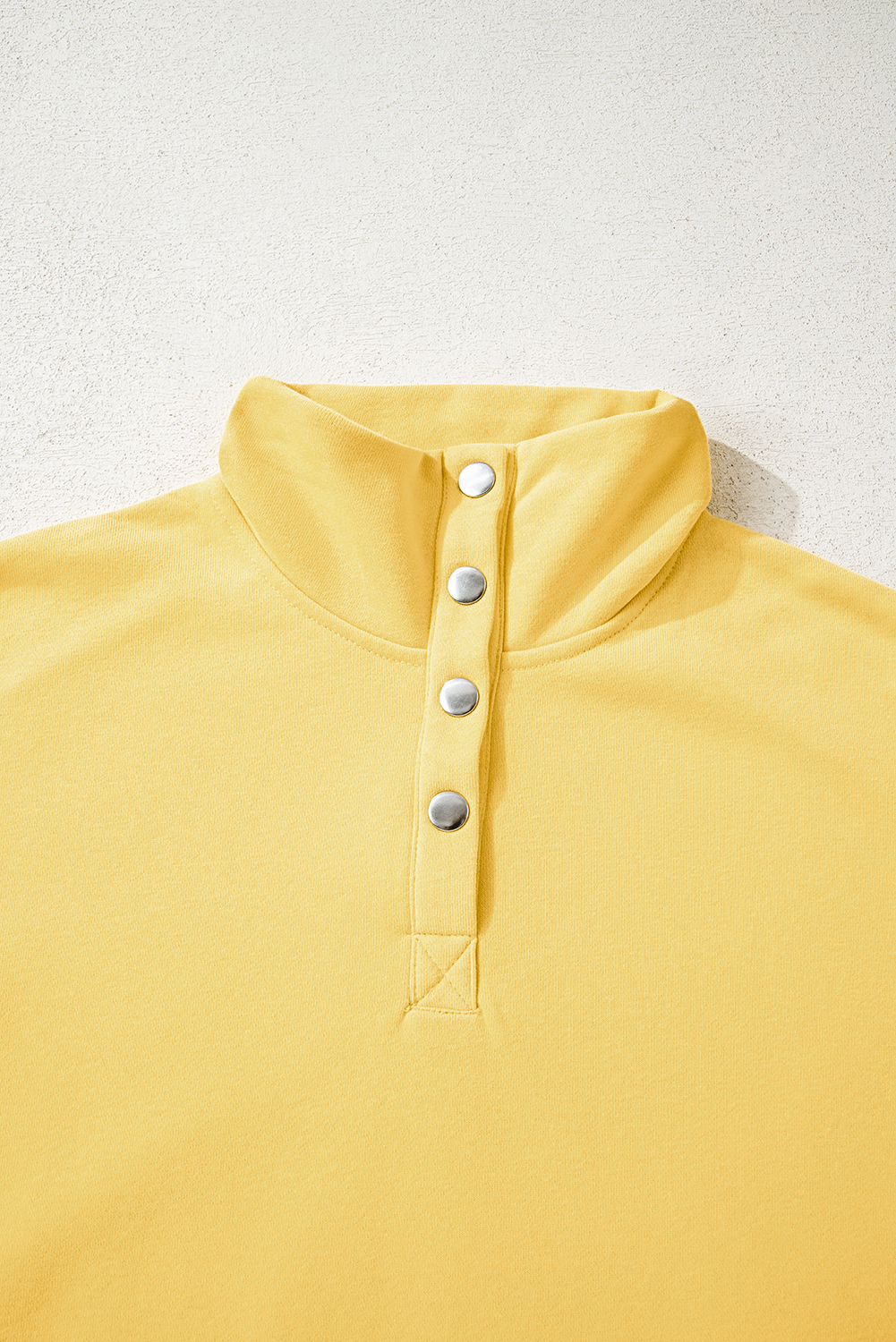 Yellow Cream Embroidered Flower Patchwork Snap Buttons Pullover Sweatshirt - Image 7