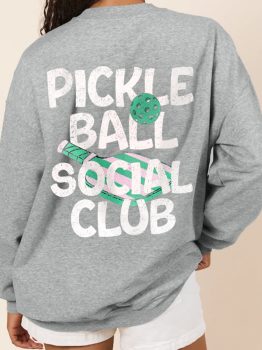 Gray PICKLE BALL SOCIAL CLUB Game Day Fashion Graphic Sweatshirt