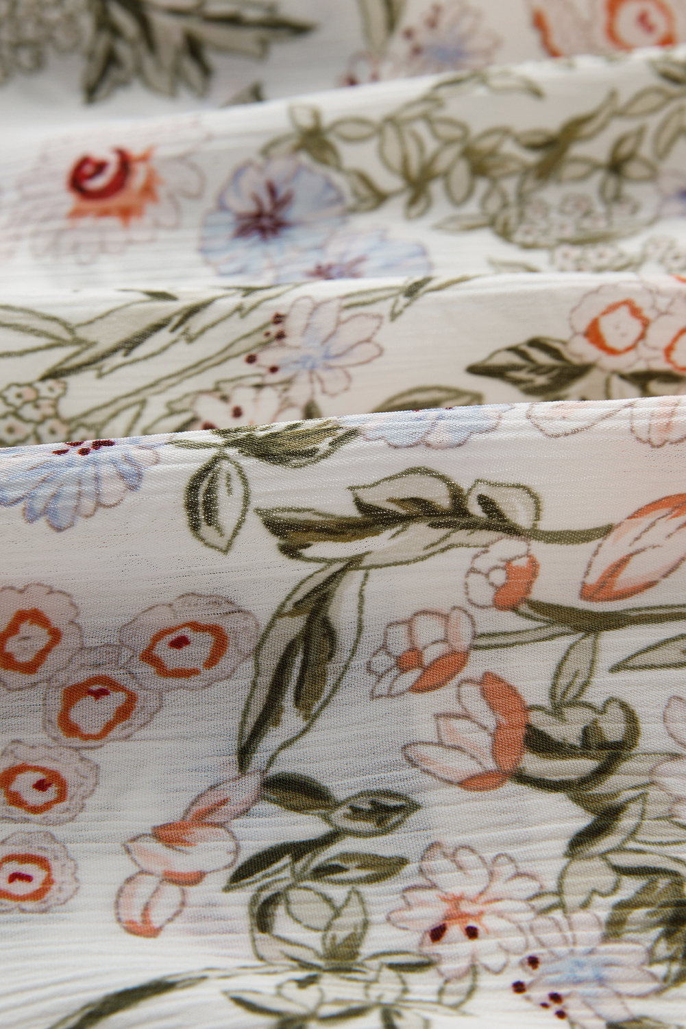 Green Floral Print Tiered Frilled Shirred Mock Neck Mini Dress - Image 8