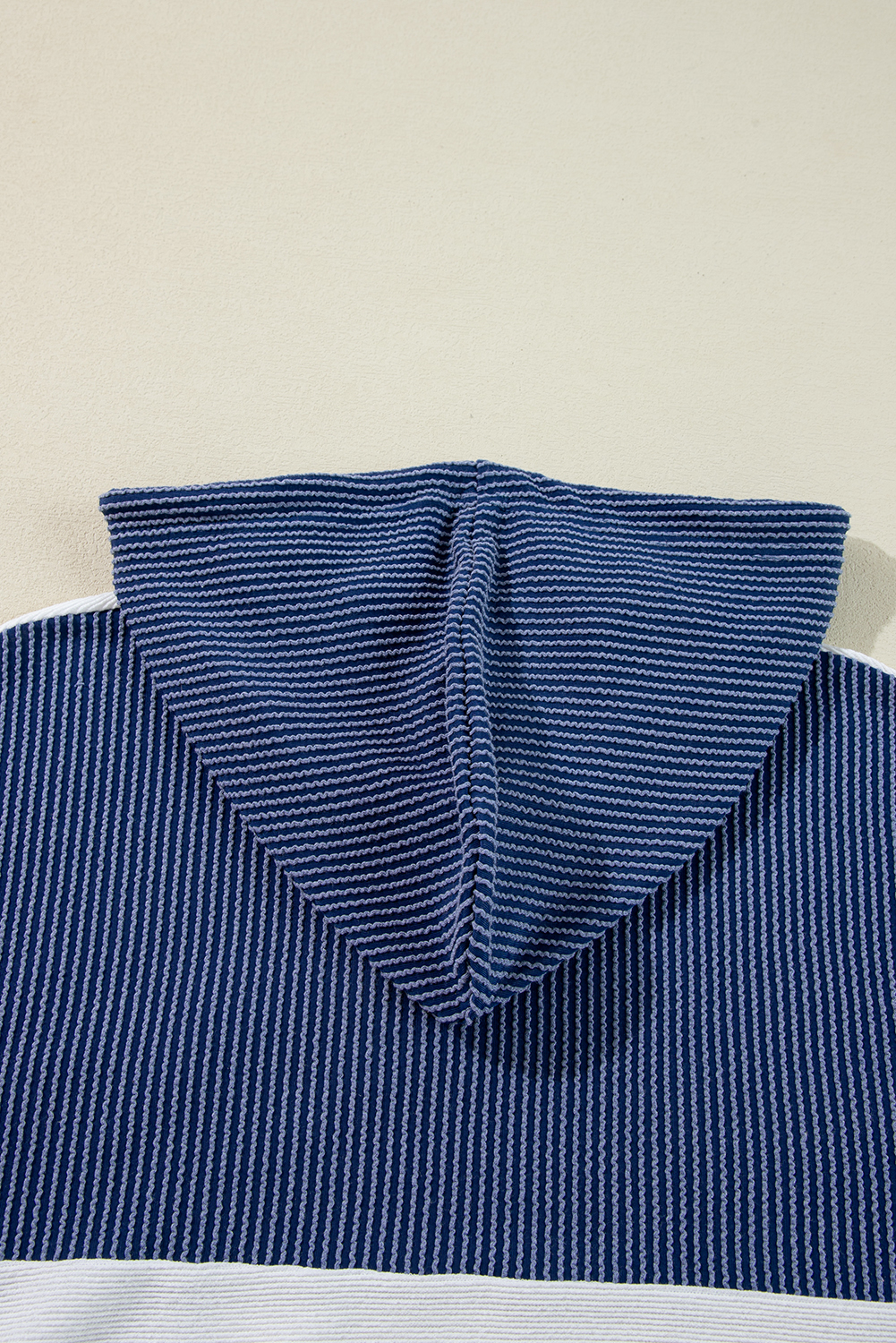 White Corded Colorblock Patch Pocket Drawstring Hooded Top - Image 6