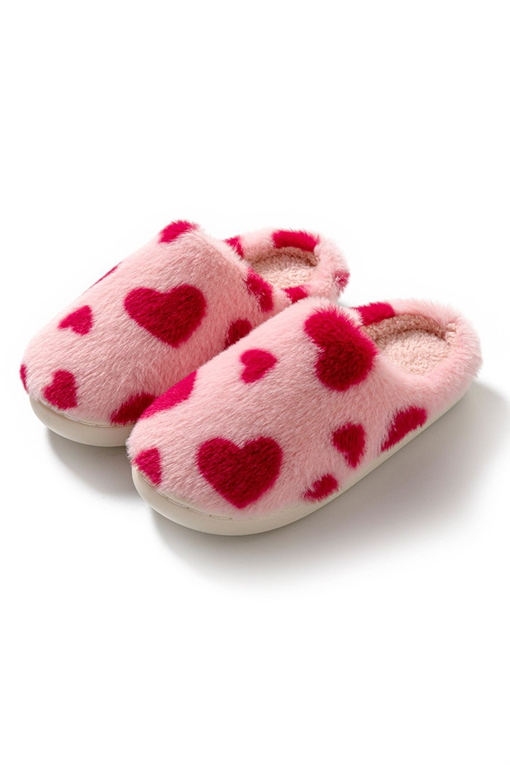 Fiery Red Valentines Heart Shape Winter Fuzzy Slippers - Image 7