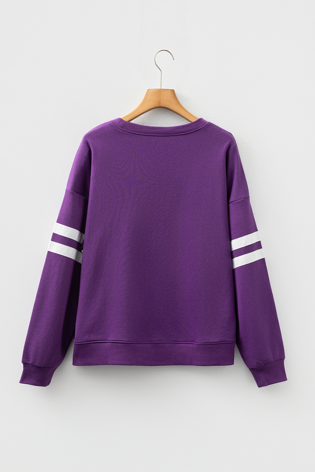 Tillandsia Purple Varsity Striped Detail Drop Shoulder Oversized Sweatshirt - Image 3