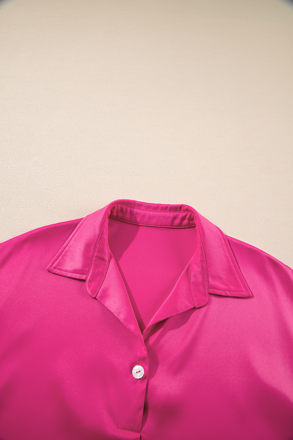 Rose Red Buttoned Collar Shift T-shirt Mini Dress - Image 7