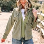 Laurel Green 2 in 1 Thermal Knit Textured Hooded Jacket