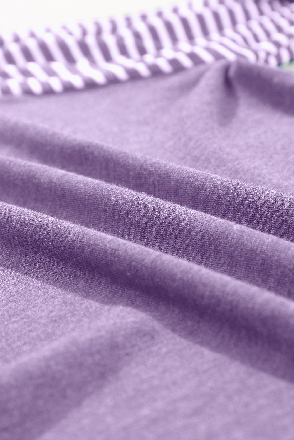 Tillandsia Purple Contrast Print Striped Raglan Long Sleeve Loose Top - Image 6