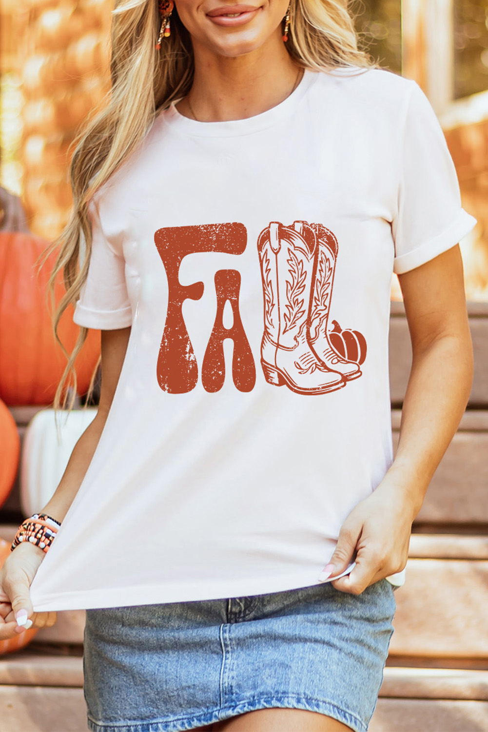 White FALL Boots Cracking Graphic T Shirt - Image 6