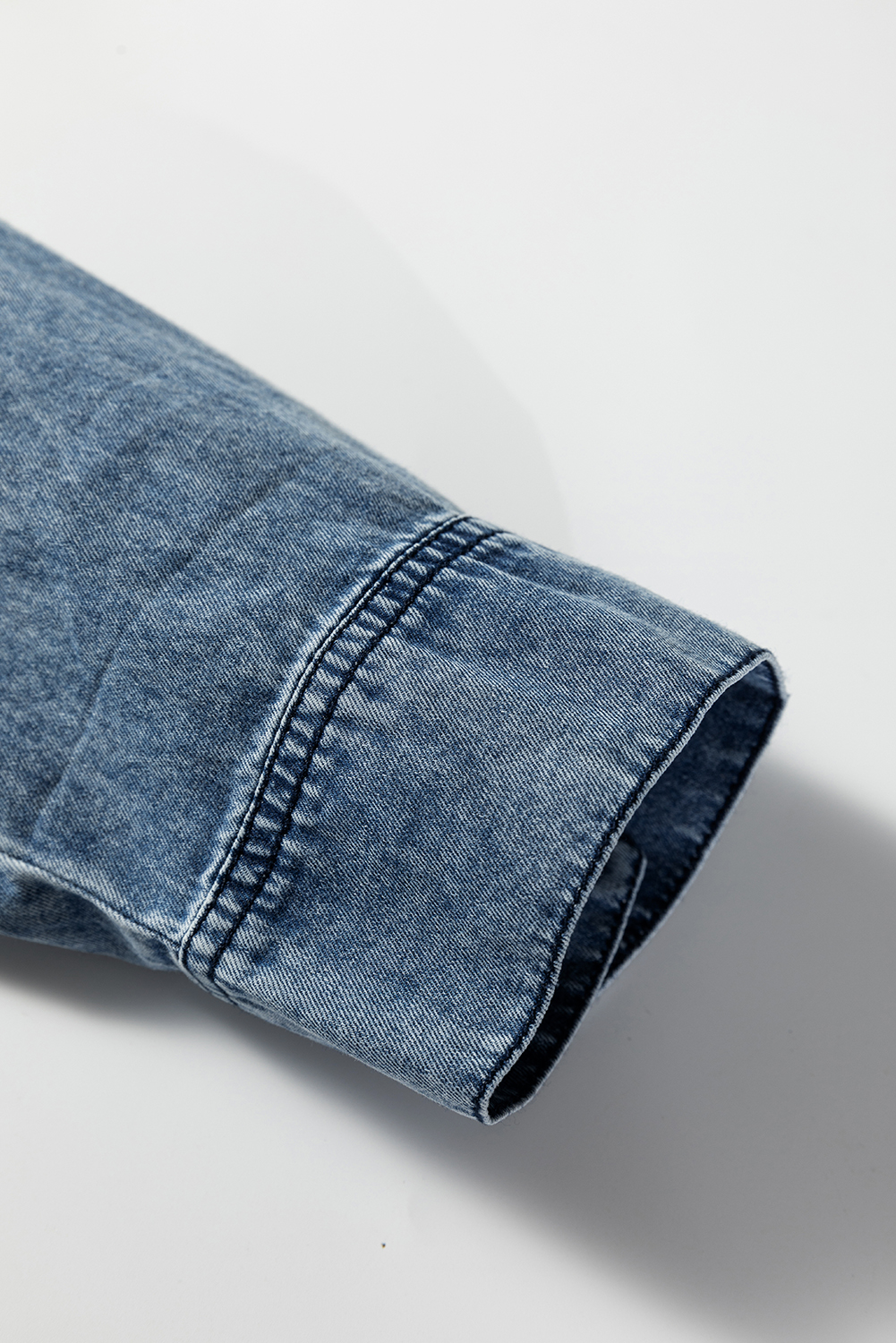 Blue Beau Chest Pocket Raw Hem Denim Loose Shirt Dress - Image 11