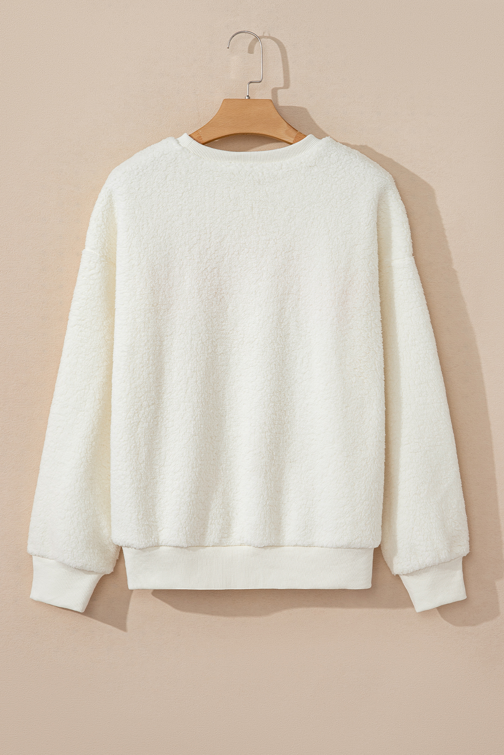 Beige Sherpa HOWDY Patched Pullover Sweatshirt - Image 7