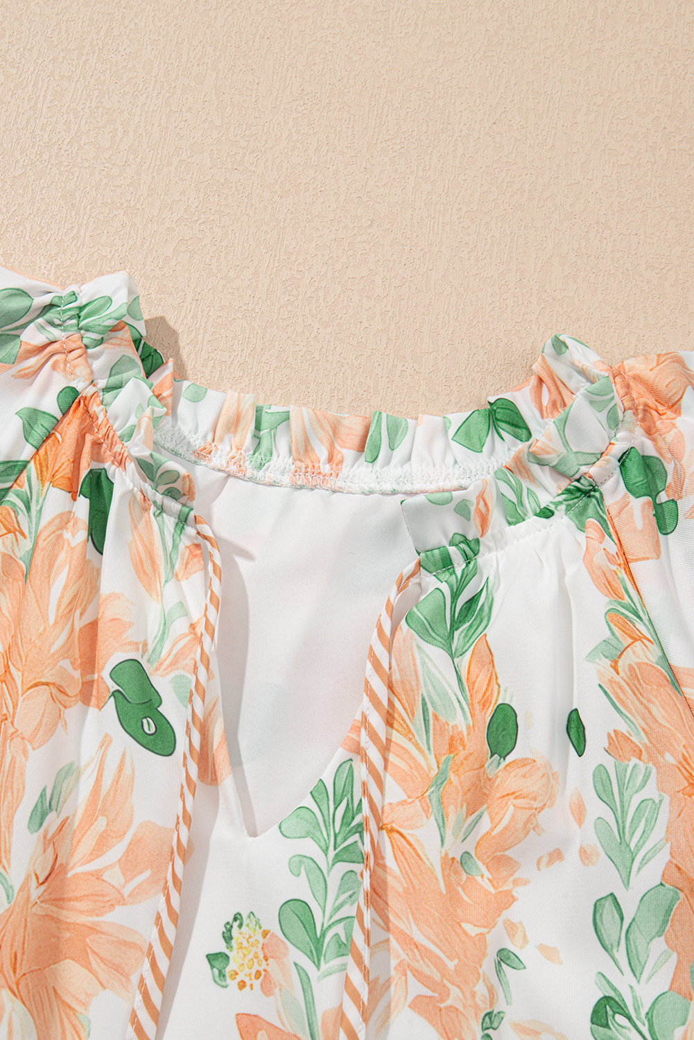 Orange Floral Contrast Edge Layered Short Sleeve Mini Dress - Image 8