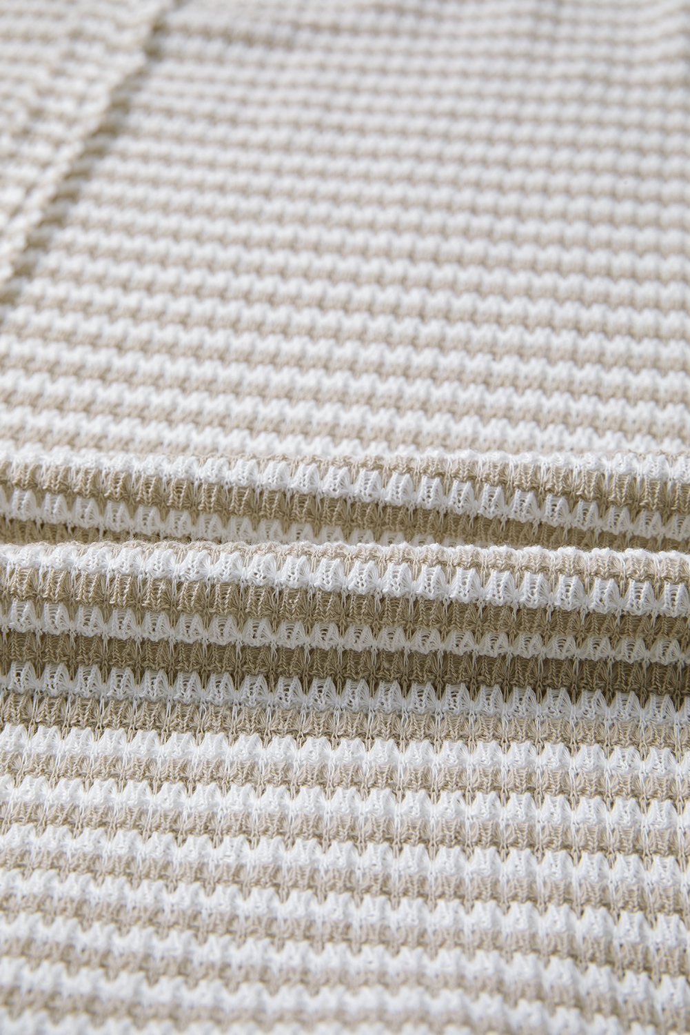 Brown Stripe Ribbed Trim Drop Shoulder Long Sleeve Oversize Top - Image 8