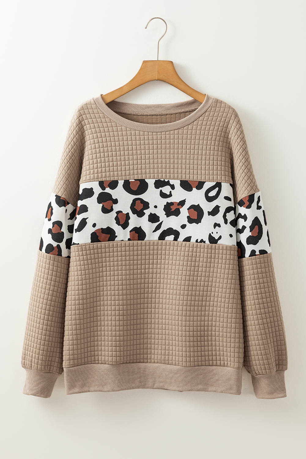 Parchment Leopard Quilted Patchwork Crew Neck Sweatshirt - Image 4