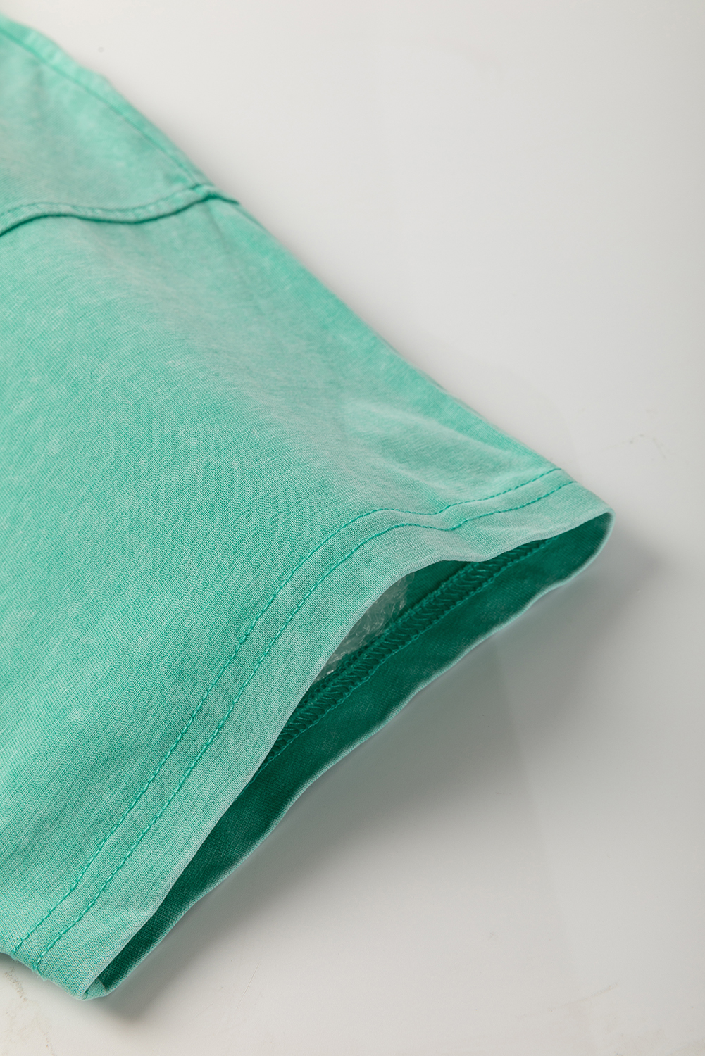 Mint Green Mineral Wash Flower Patchwork Mini T Shirt Dress - Image 6