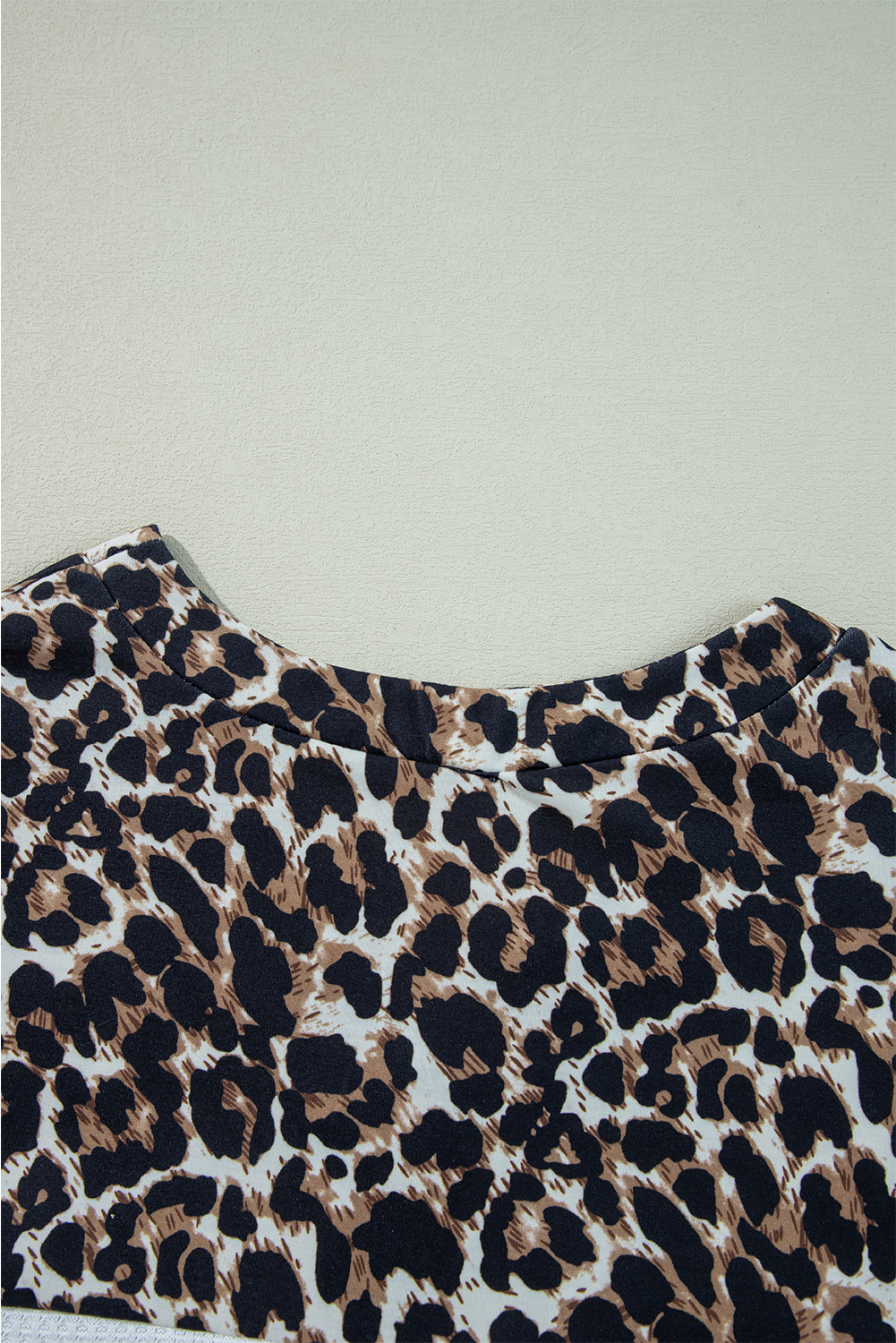 White Leopard Waffle Knit Patchwork Button V Neck Top - Image 7