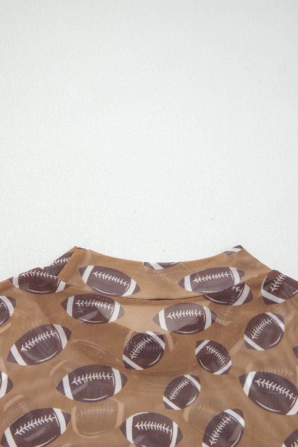 Brown Game Day Rugby Mesh Sheer Long Sleeve Top - Image 7