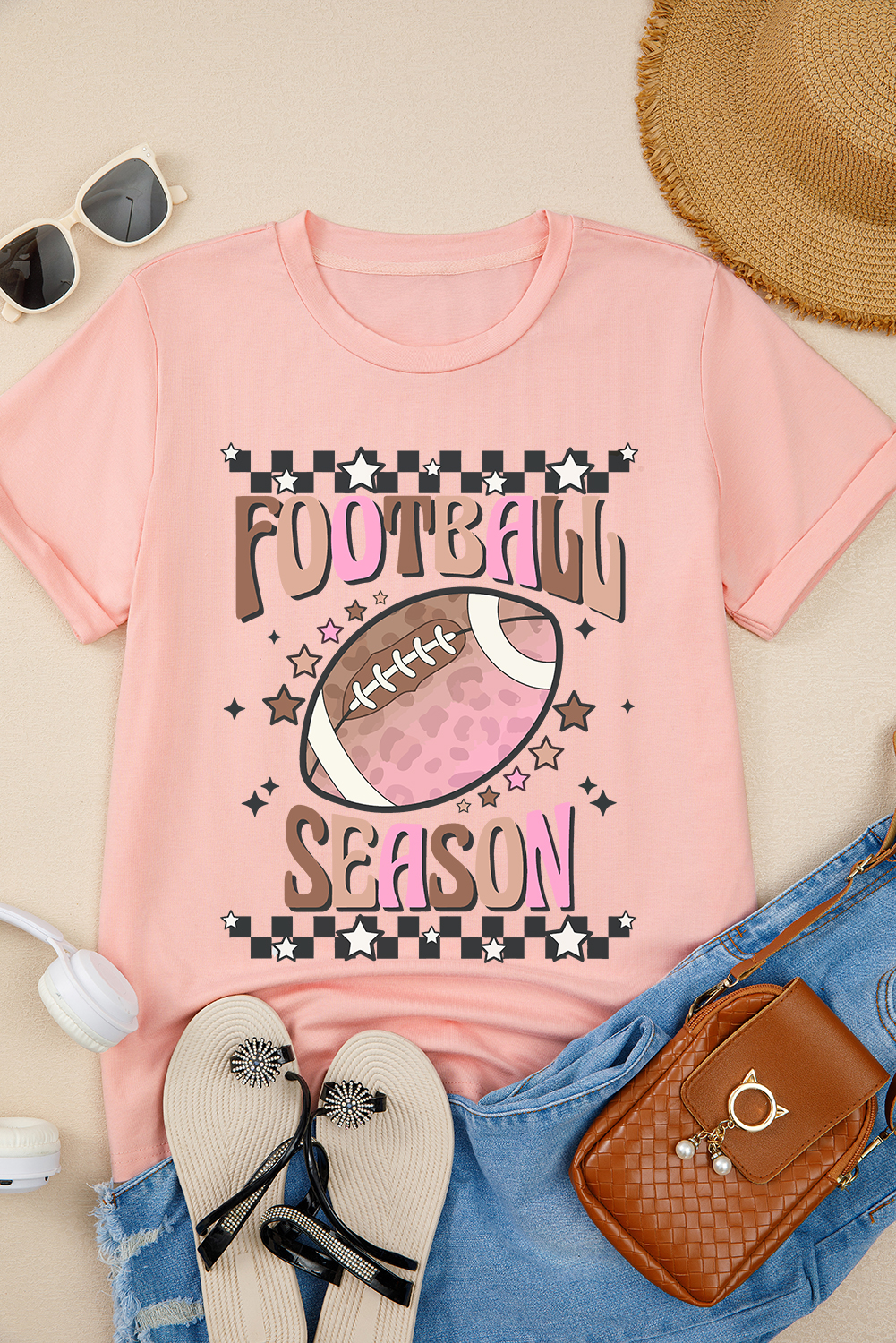 Pink FOOTBALL SEASON Graphic Game Day T Shirt - Image 2