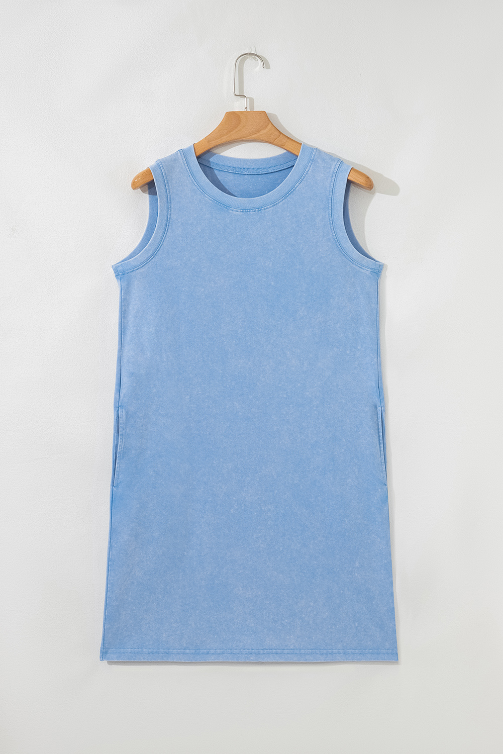 Beau Blue Mineral Wash Tank Mini Dress with Pockets - Image 4
