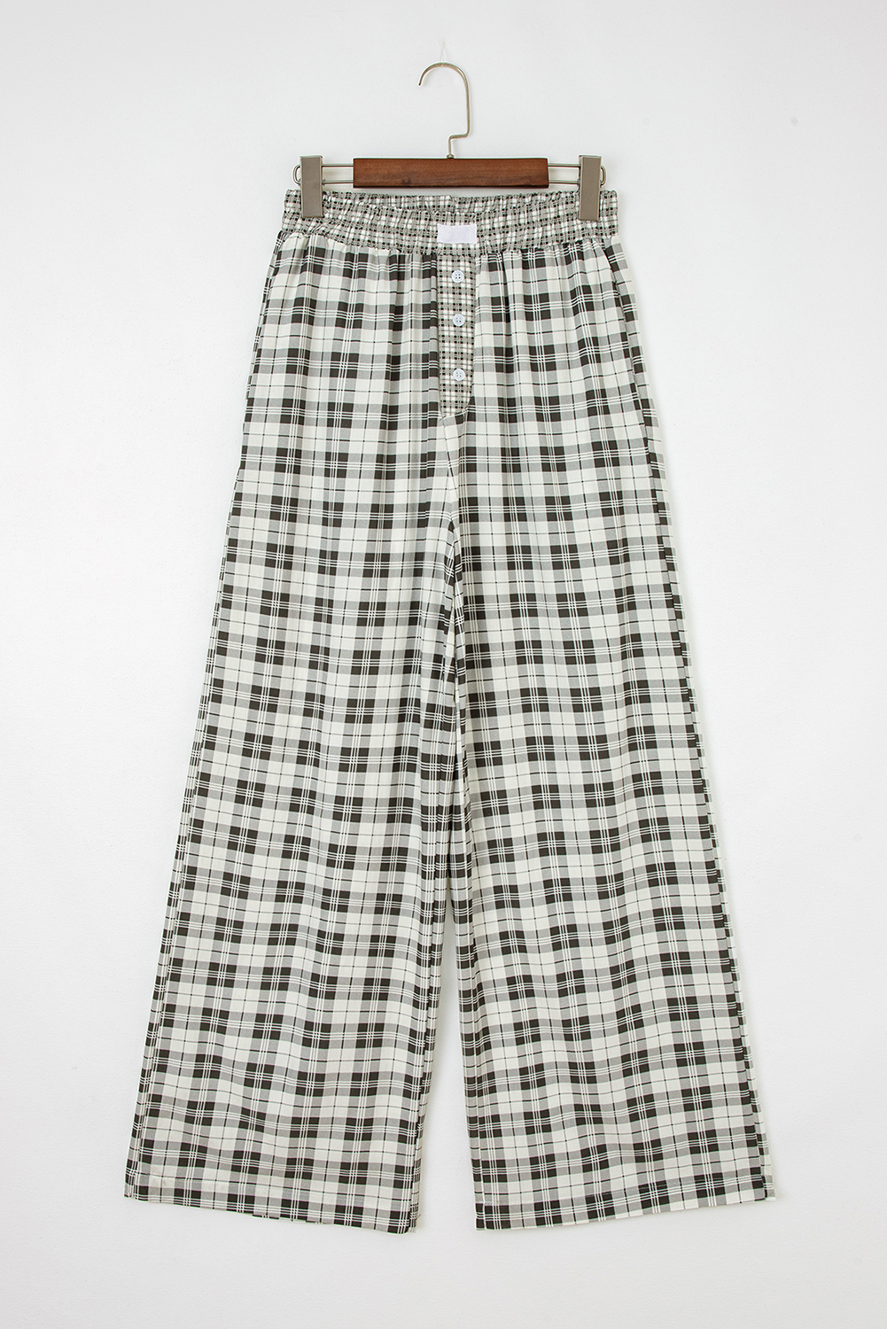 Gray Plaid Wide Leg Casual Pants - Image 7
