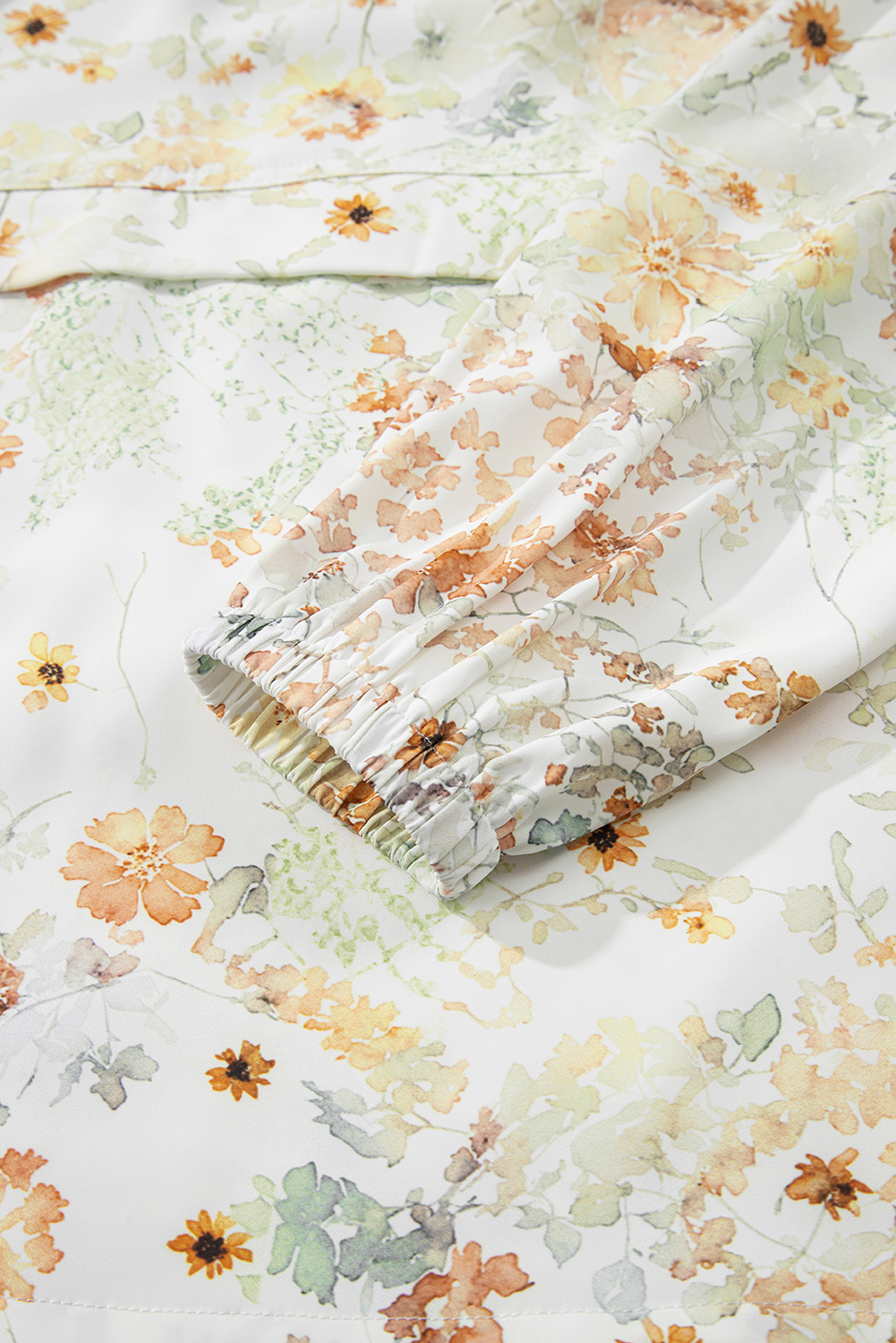 Yellow Floral Print Half Zip Hooded Long Sleeve Top - Image 11