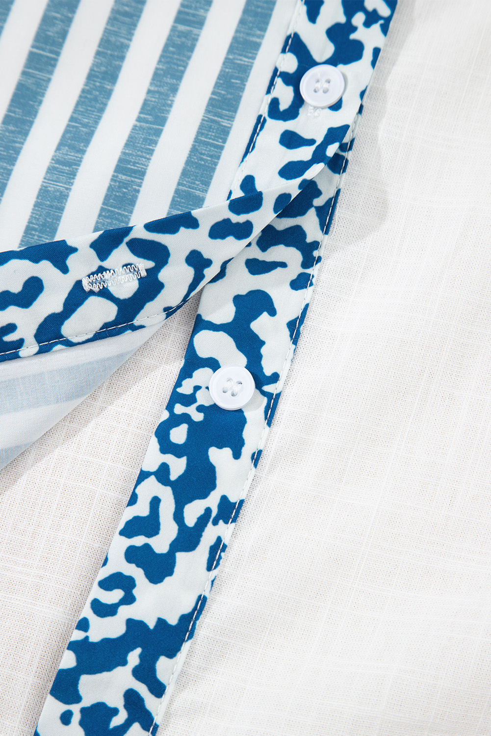 Sky Blue Leopard Striped Western Casual Shirt - Image 7