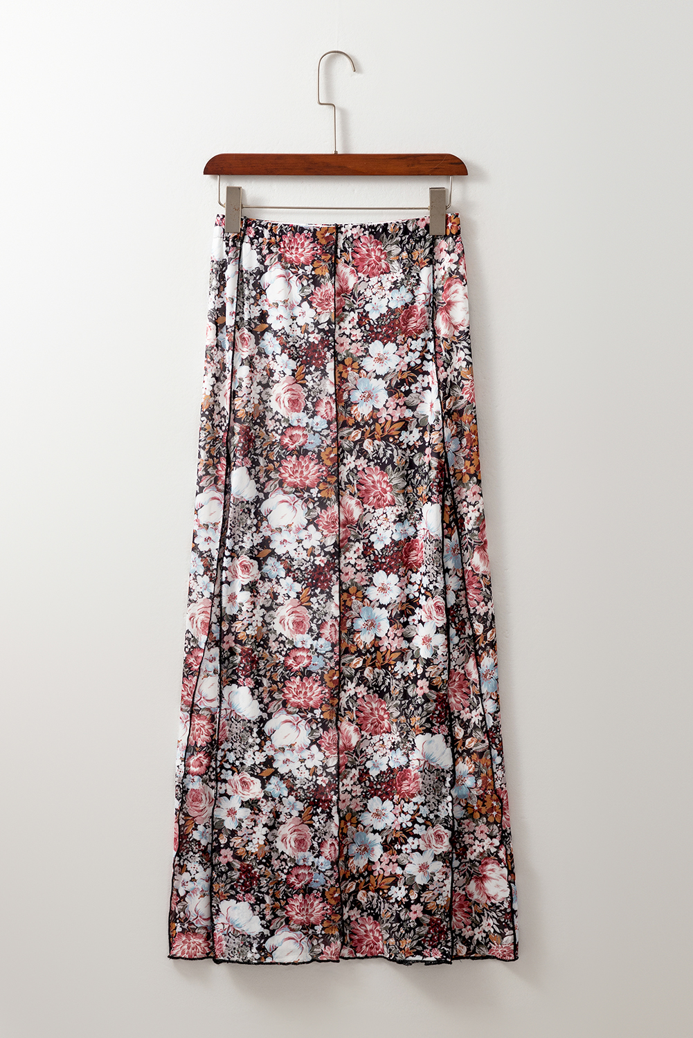 Brown Floral Print High Waist Maxi Skirt - Image 6