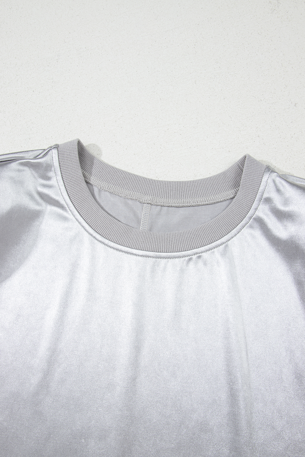 Silvery Metallic Luster Crew Neck Shift Tank Top - Image 5