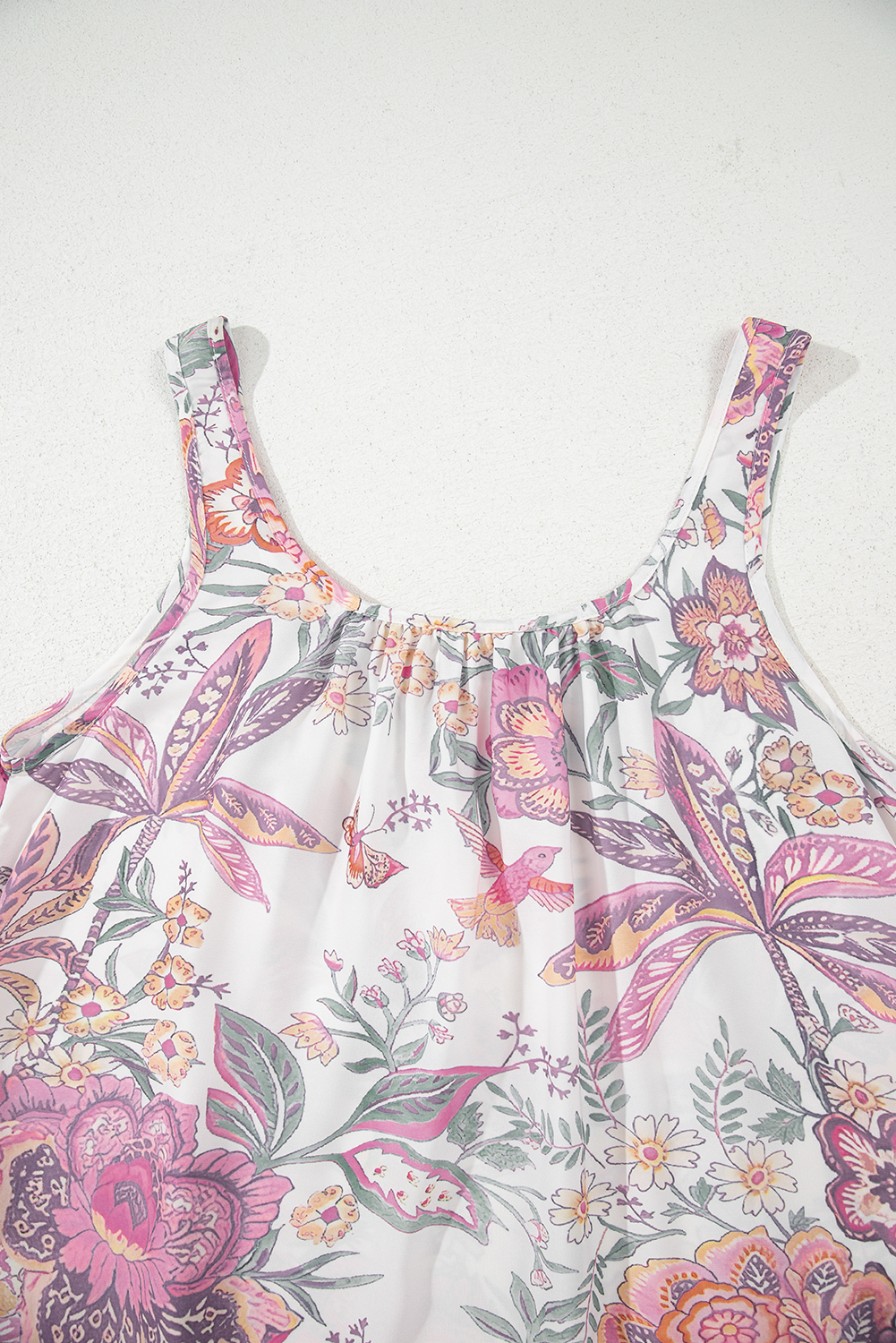 Multicolour Floral Print Fringed Tie U Neck Sleeveless Mini Dress - Image 8