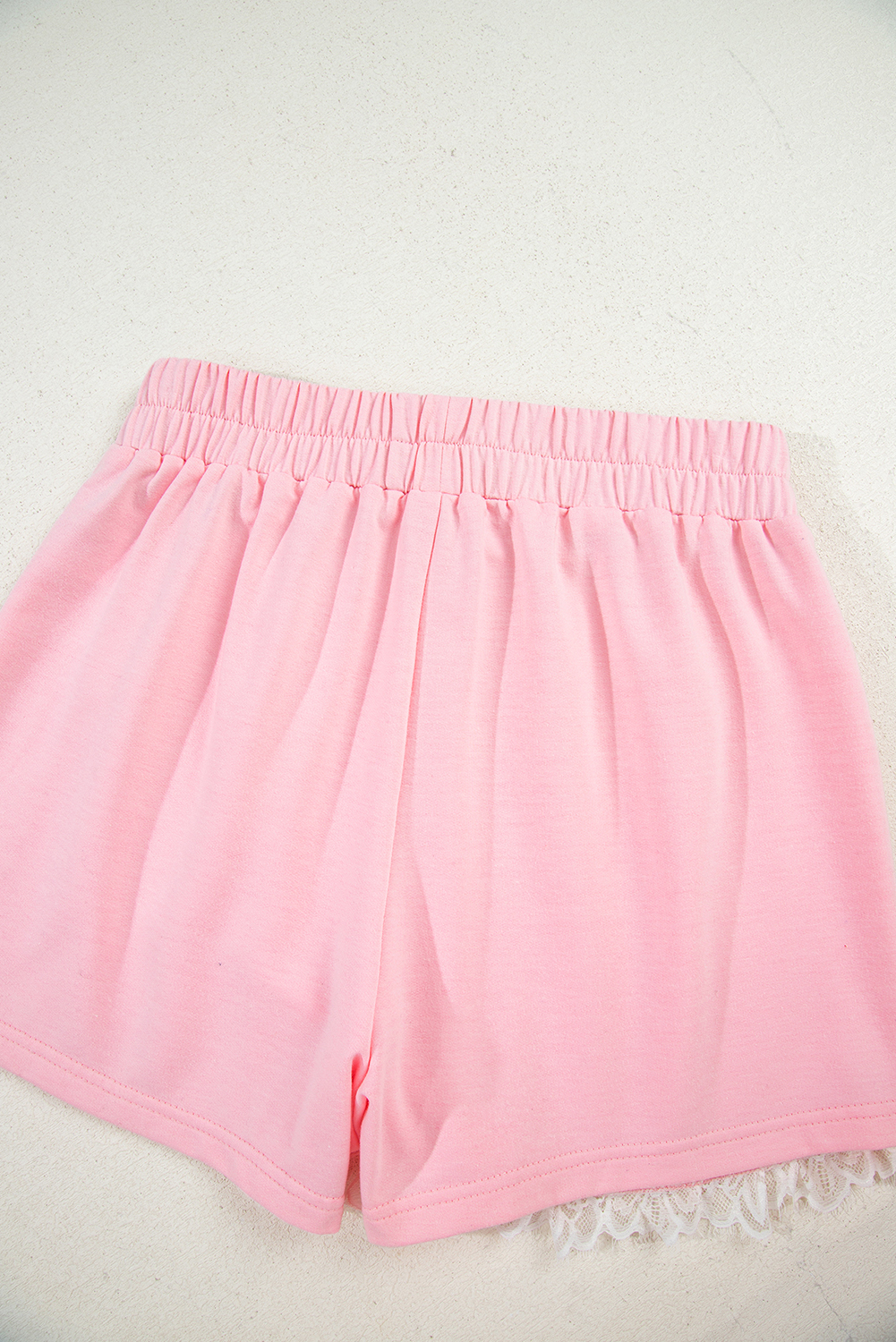 Pink Peter Pan Lace Embellished Neck Collision Sweatshirt and Skirt Two Piece Set - Image 8