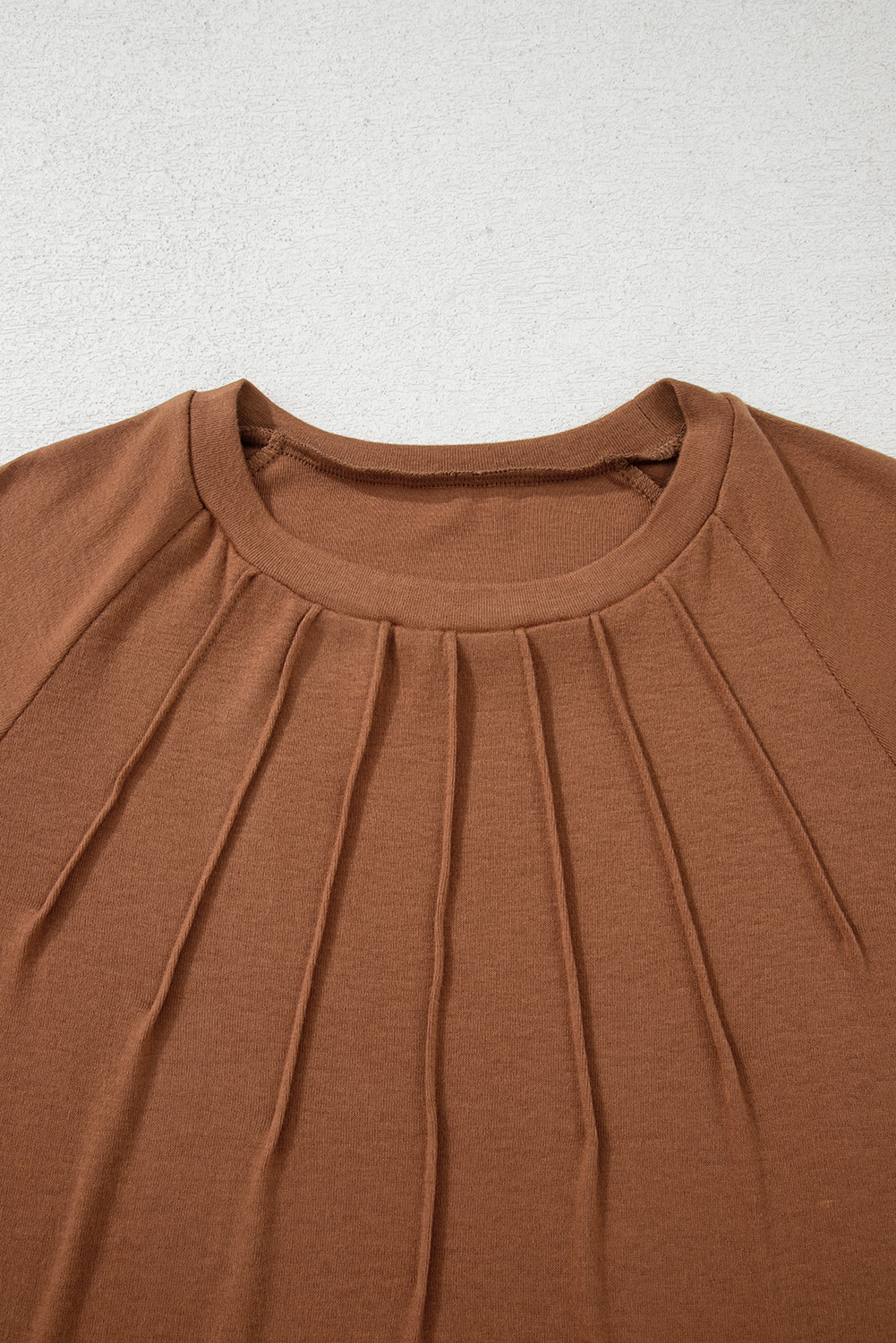 Cinnamon Solid Color Seam Detail Raglan Long Sleeve Top - Image 6