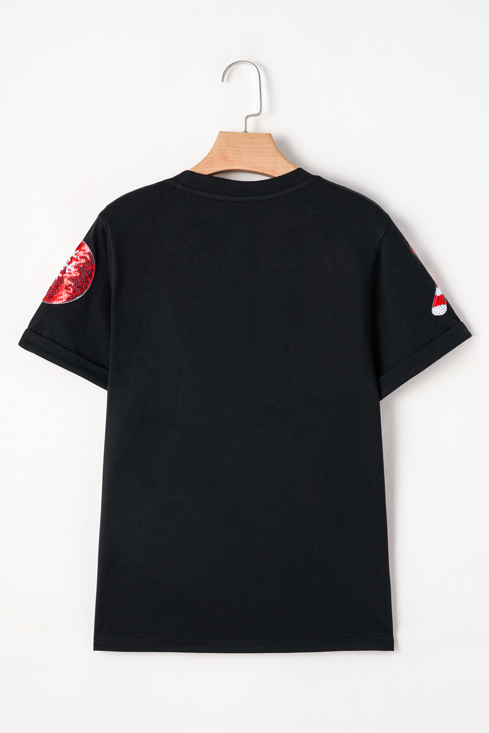 Black Sequin Christmas Essentials Graphic Crewneck T Shirt - Image 6