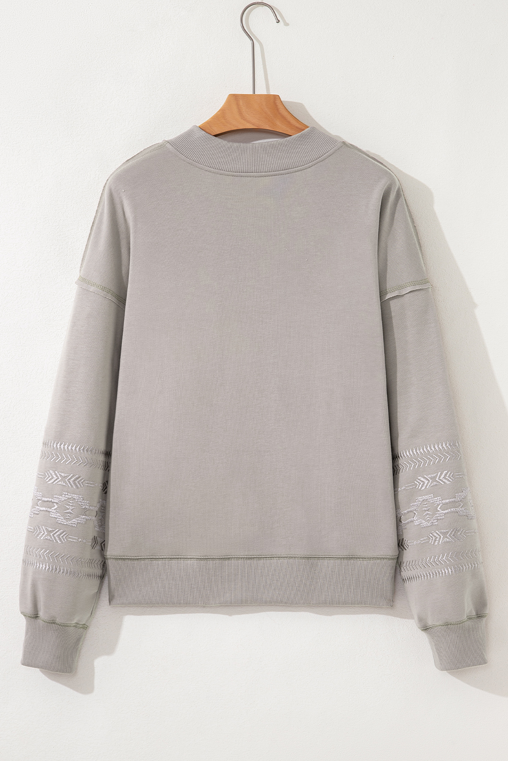 Parchment Aztec Embroidered Western V Neck Sweatshirt - Image 5