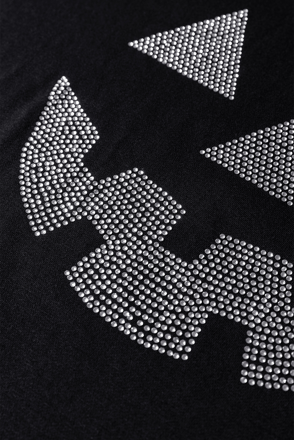 Black Halloween Rhinestone Pumpkin Face Contrast Ribbed Long Sleeve Patchwork Top - Image 5