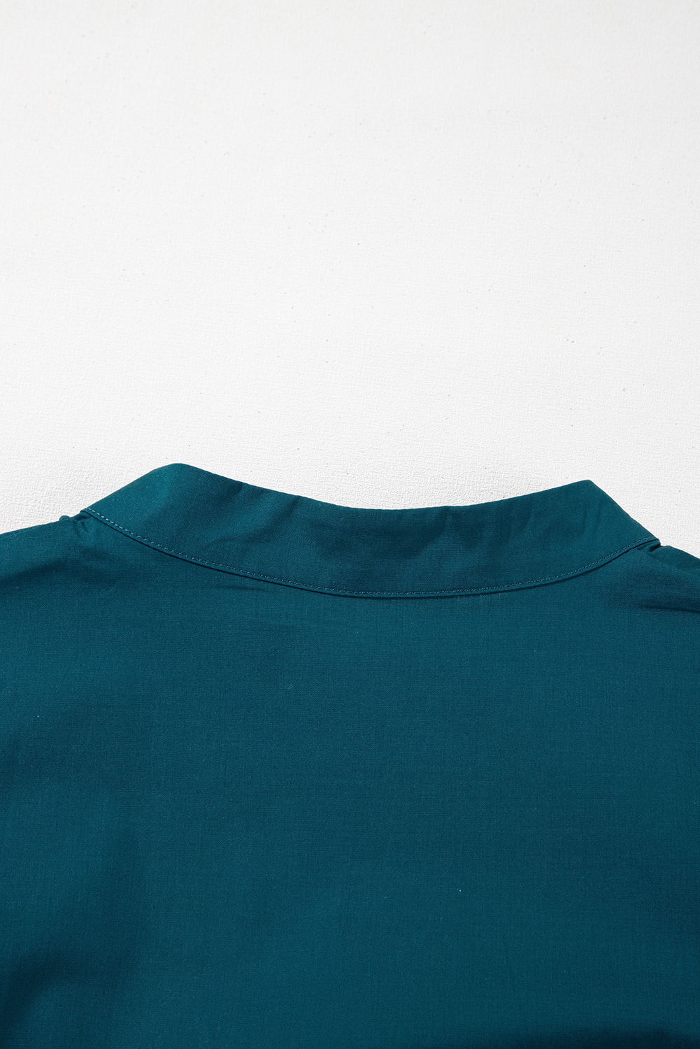 Blue Sapphire Colorblock Split V Neck Puff Sleeve Mini Dress - Image 7