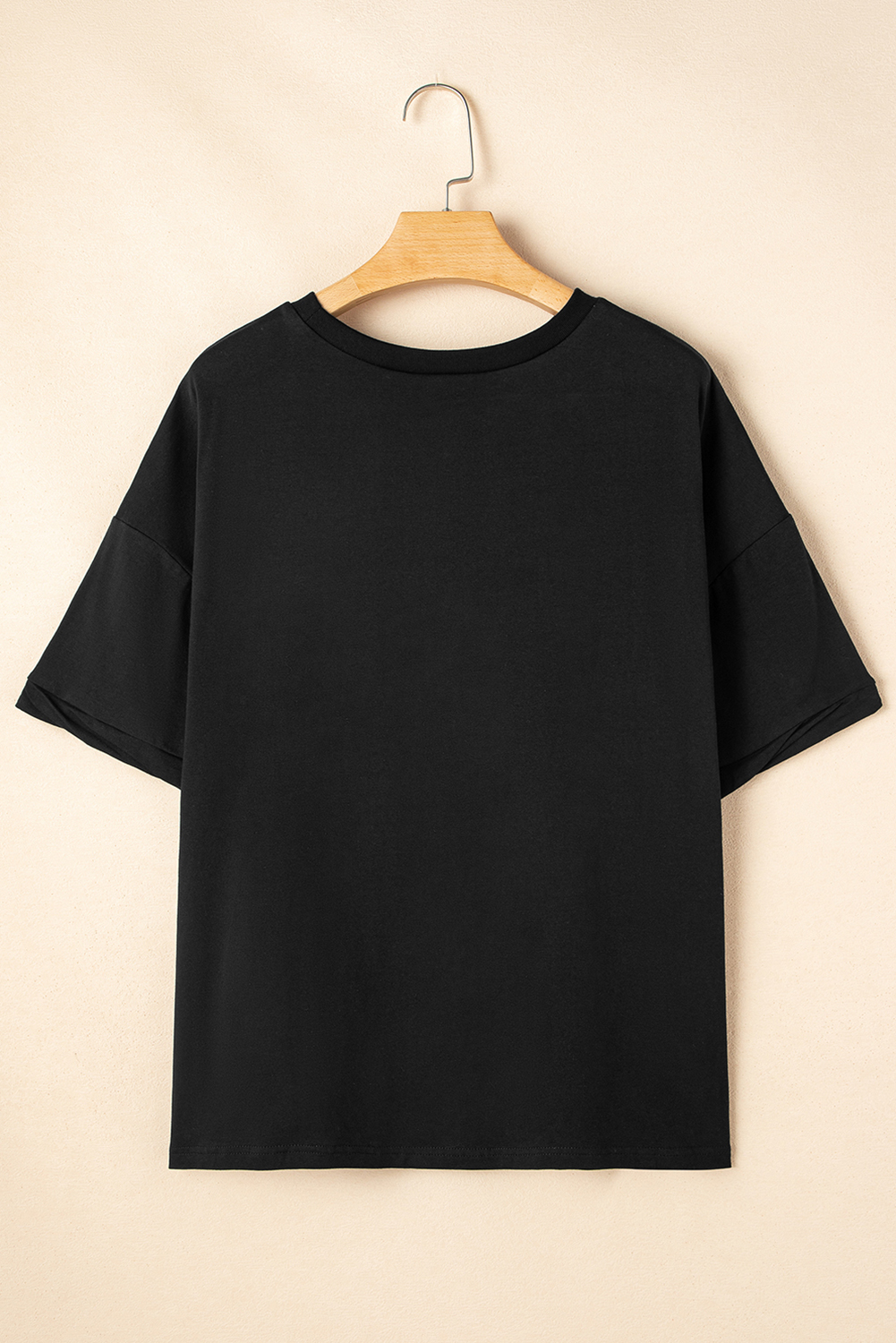 Black Sequin Rugby Football Patched Crewneck Loose T Shirt - Image 7