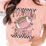 Pink FOOTBALL SEASON Graphic Game Day T Shirt