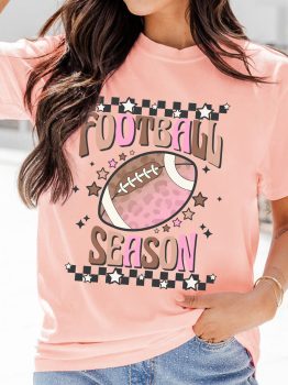 Pink FOOTBALL SEASON Graphic Game Day T Shirt