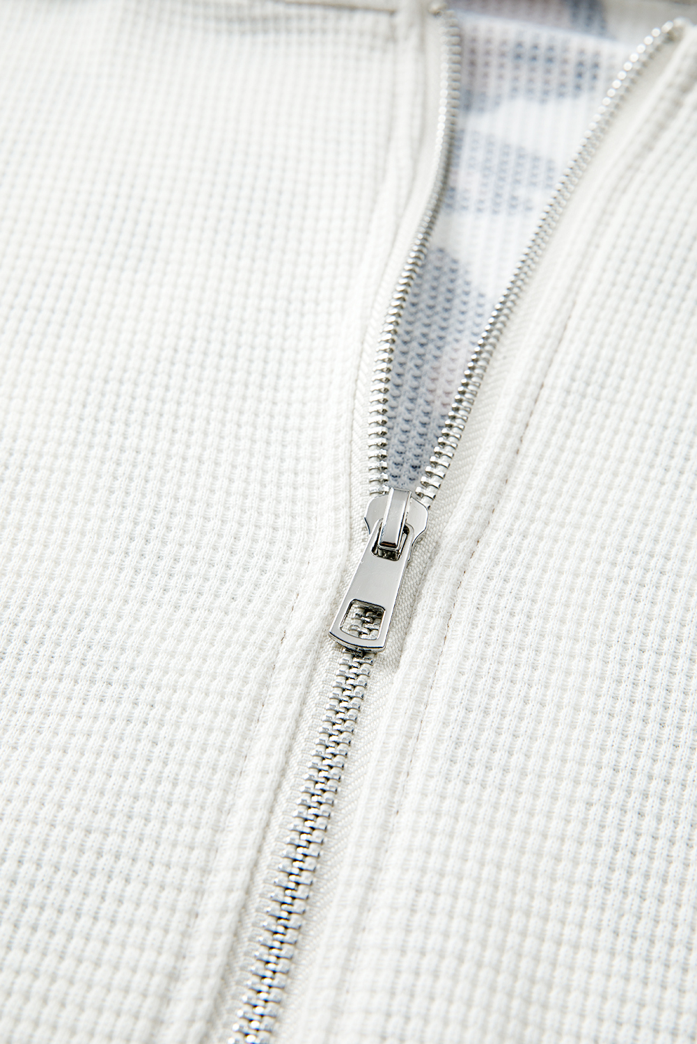 Apricot Oversized Leopard Contrast Mixed Texture Patchwork Zip Up Drop Shoulder Hoodie - Image 6